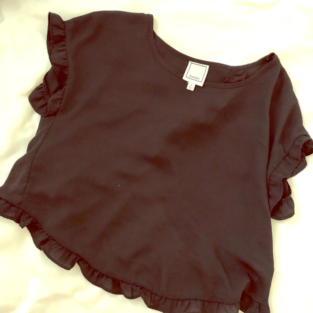 Slit back, black blouse! Worn once.